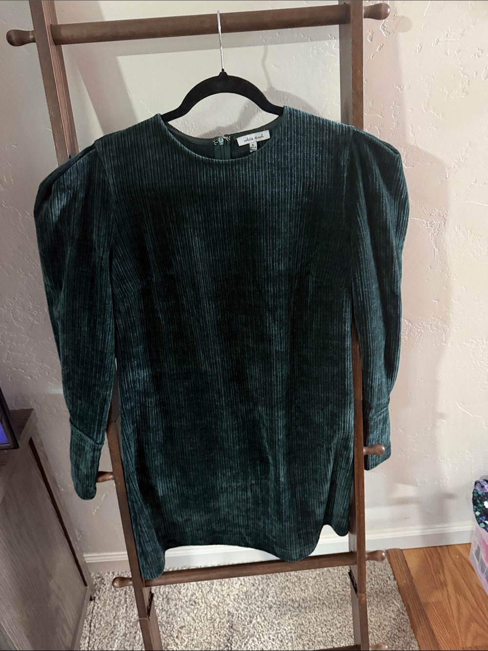 white birch Emerald Ribbed Velvet Long Sleeve Top